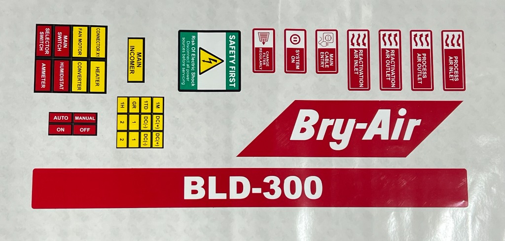 Bry-Air BLD-300 Label Set